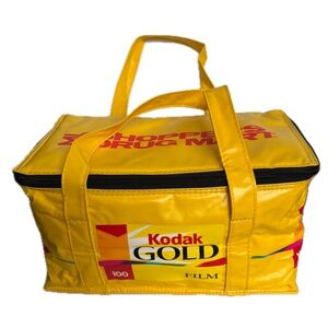 Vtg Cooler Kodak Gold 100 Film PVC Camera Case Bag Lunch Picnic Bright Yellow